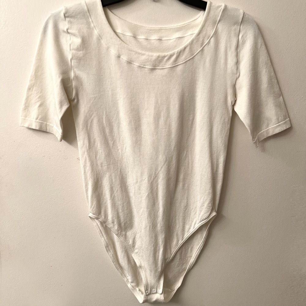WOLFORD Vintage White Fitted Short Sleeve Leotard Bodysuit